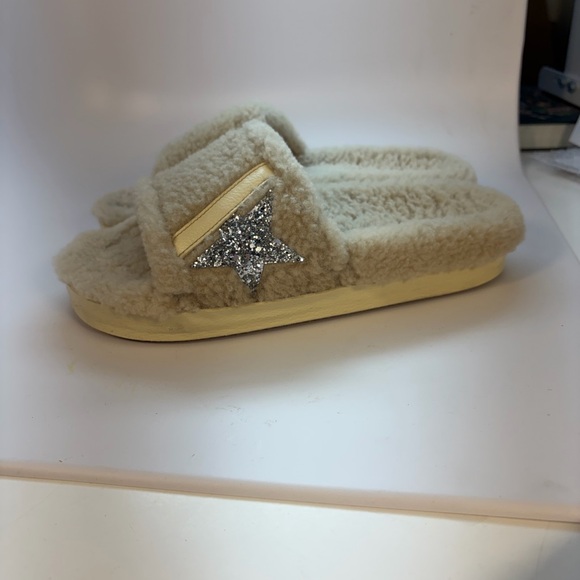 Golden Goose Cream Fuzzy Slides with Glitter Star - Picture 2 of 9